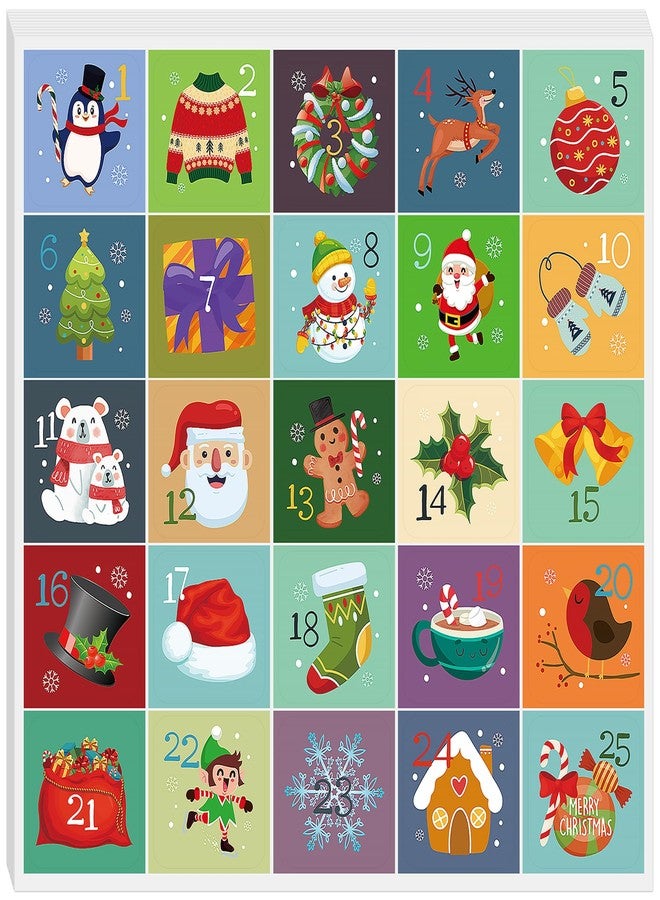 Lucleag 250PCS Christmas Advent Calendar Number Stickers for Kids, Adorable 1-25 Xmas Number Sticker Xmas Calendar Sticker for Christmas Craft DIY Gift Labels Envelope Sealing Stickers - Image 1